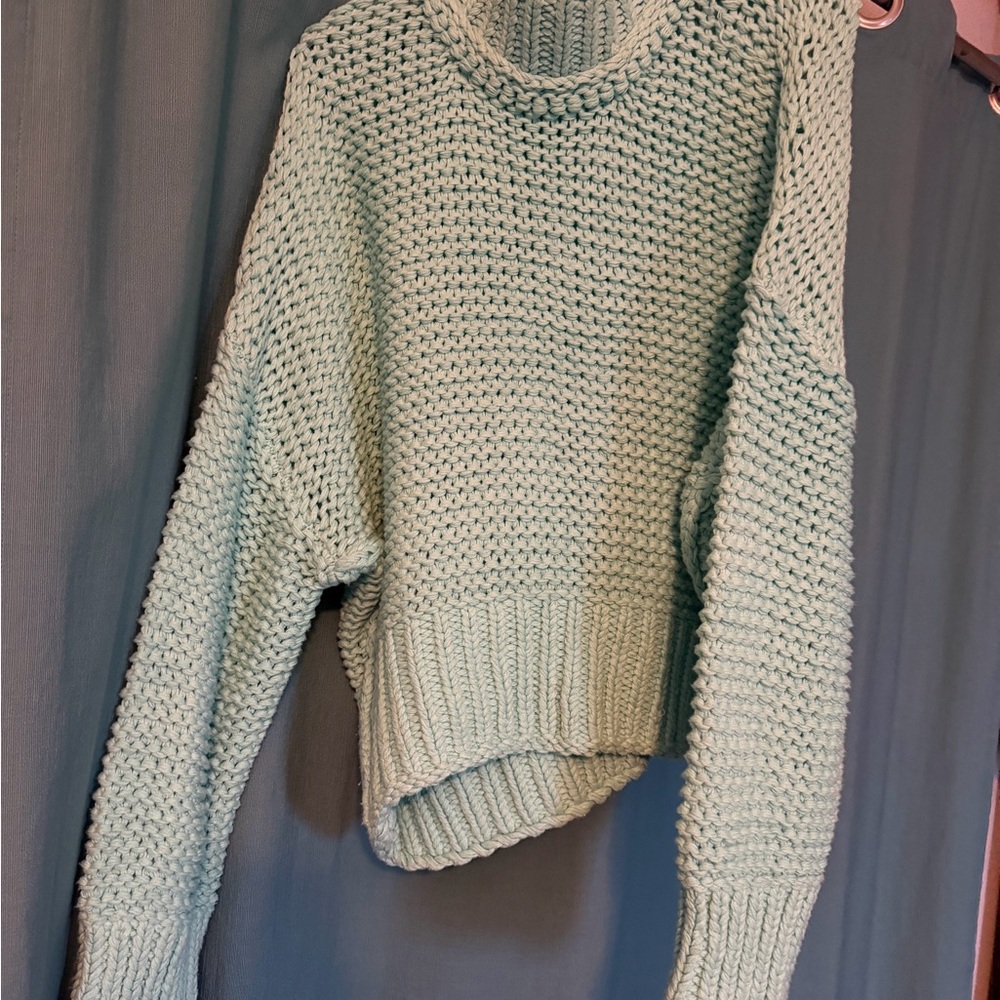 Free People Chunky Cowl Knit Sweater in Mint - Picture 6 of 7